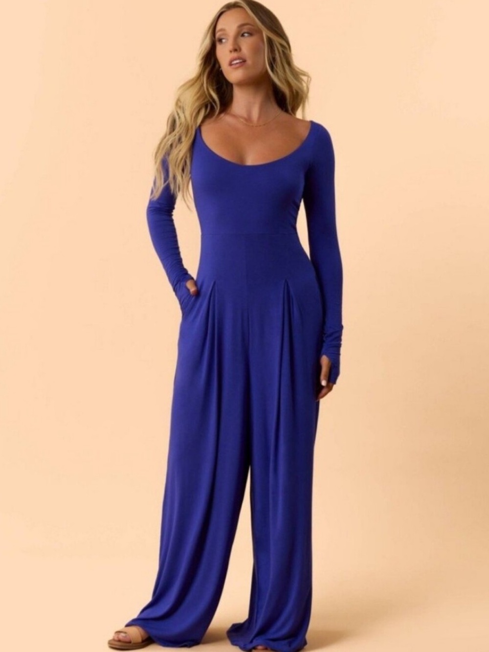 NWT Blogilates Women Crew-Neck Jumpsuit Size XL Royal Blue